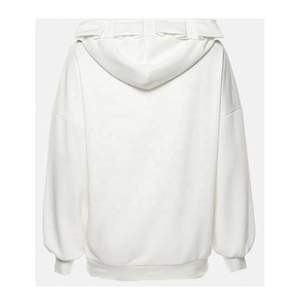 เสื้อฮู้ดโอเวอร์ไซส์แบบยูนิเซ็กซ์ สีขาวพิมพ์ลายหัวใจสีคอรัล พิมพ์ลายนูน สไตล์ลำลองสำหรับฤดูใบไม้ร่วง ทรงปกติ แขนยาว ผ้าถักเฟรนช์เทอร์รี่ 100% - Product Image 2