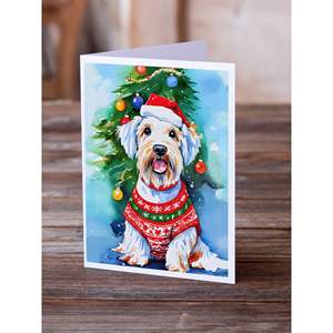 Whimsical A7 Size 5x7 Blank <b>Note</b> <b>Cards</b> Pack of 8 Sealyham Terrier Christmas <b>Greeting</b> <b>Cards</b> with Envelopes - Product Image 2