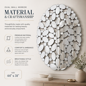 Miroir ovale 44x31 pouces, grand miroir mural, miroir décoratif élégant pour salon, chambre à coucher, salle de bain |   Décoration élégante pour la maison - Product Image 6
