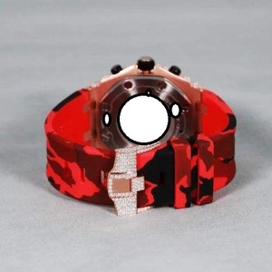 Luxury men's Stainless Steel Watch <b>Red</b> Silicone Band Analog Quartz 40mm Round Case Sapphire Dial Luminous Buckle Clasp - Product Image 5