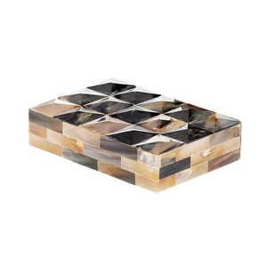 Handcrafted Natural Buffalo Horn Inlay Jewelry Storage <b>Box</b> Geometric Design <b>Trinket</b> <b>Box</b> by Perfect Enterprises - Product Image 3