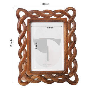 Cadre photo rectangulaire en bois fait main, élégant, sculpté, décoration murale horizontale, 5x7 pouces - Product Image 2