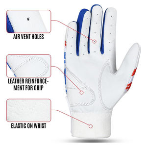 Gants de baseball légers, souples et durables, en cuir antidérapant, avec trous d'aération, double couture, pour jeunes joueurs de softball. - Product Image 4