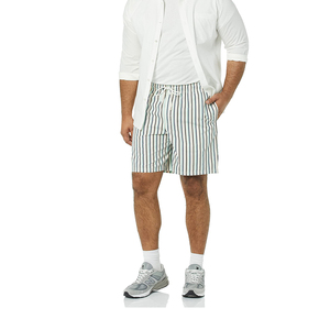 Men Striped Cotton Bermuda Shorts With Drawstring Waist And Pockets Casual Style Mid Rise Fit - Product Image 1