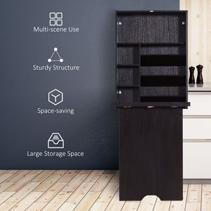 "Espresso Brown Modern <b>Wall</b>-Mounted Home Office Computer Desk with Durable MDF <b>Storage</b> Shelf" - Product Image 6