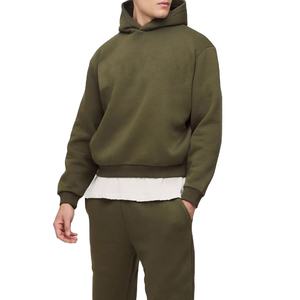 ชุดวอร์มพรีเมียมทรงหลวม ผ้าฟลีซหนานุ่ม เสื้อฮู้ดแบบสวมหัวทรงหลวมสำหรับผู้ชาย ระบายอากาศได้ดี ผ้าฝ้าย 100% ย้อมสีพื้น - Product Image 4