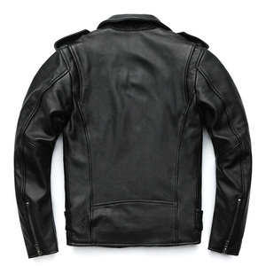 Chaqueta de Motociclista Vintage de Cuero Negro para Hombre, con Cierre Asimétrico, Manga Larga, Cuello Solapa, Cinturón Ajustable, para Invierno - Product Image 6