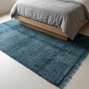 Alfombra de Lana Anudada a Mano Estilo Marroquí Azul Turquesa Premium, Diseño Minimalista con Motivo de Estrella, Alfombra Decorativa con Flecos - Product Image 3