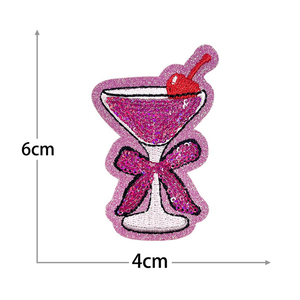 Patch thermocollant brodé en forme de verre à cocktail - Product Image 4