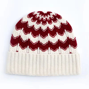 Unisex Hand Knitted Beanie Hat Geometric Pattern Acrylic <b>Winter</b> <b>Cap</b> Casual Wear for Adults - Product Image 5