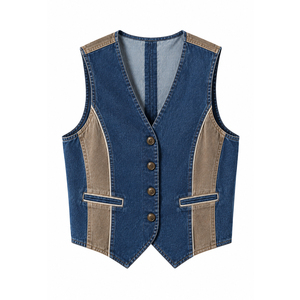 Gilet en jean vintage pour femme avec poches poitrine, commandes à faible MOQ pour les détaillants de vêtements aux États-Unis - Product Image 5