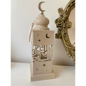 Linterna Metálica en Forma de Cilindro, Acabado Blanco, Decoración para el Hogar, Ramadán, Eid, con Diseño de Luna Creciente en la Parte Superior, Venta Caliente - Product Image 5