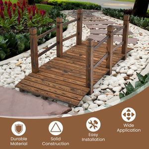 Ponte da Giardino in Legno di 1,5 Metri con Ringhiere di Sicurezza per Paesaggistica e Terrazze - Product Image 5