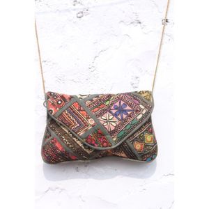 Casual Style Hand Embroidery Banjara Casual Fashion Open Closure <b>Chains</b> Patchwork <b>Mirror</b> Work Clutch Purse for Women's Daily Use - Product Image 1