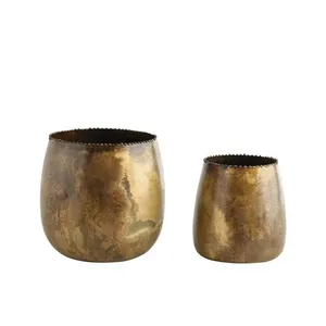 Jardinière décorative en métal finition dorée élégante pour l'affichage de bonsaïs dans les intérieurs de style zen et d'inspiration japonaise - Product Image 3