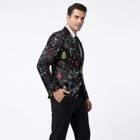 Veste de costume personnalisée pour homme, motif Noël, décontractée, avec imprimé sapin de Noël et flocons de neige, pour fêtes et bals de promo