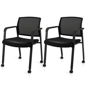 Set di 2 Sedie da Ufficio Impilabili con Rotelle e Schienale in Rete Confortevole - Product Image 2