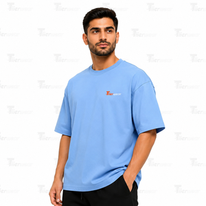 เสื้อยืดโอเวอร์ไซส์ลายกราฟิกสำหรับผู้ชาย ผ้าฝ้ายพิมพ์ลายได้ คอกลม แขนสั้น ทรงหลวม ไหล่ตก - Product Image 3