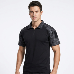 Polo à manches courtes pour homme, séchage rapide, couleur unie, tricoté, design sportif avec fermeture éclair, vêtements décontractés pour l'extérieur, vêtements décontractés personnalisés BD - Product Image 4
