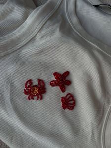Chaleco de Algodón sin Mangas para Mujer, Casual, Verano, Hecho a Mano, con Cuentas Bordadas, Tejido de Canalé, Ligero, Agradable al Tacto, Alta Calidad - Product Image 1