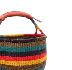 Panier rustique décoratif artisanal en jonc de mer tressé arc-en-ciel, couvercle de pot de fleurs, organisateur - Product Image 3