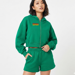Conjunto de Sudadera Corta y Pantalones Cortos para Mujer, Estilo Lounge Premium, Tela Suave y Cómoda, Moda Casual Moderna, Ajuste Relajado y Cómodo - Product Image 4