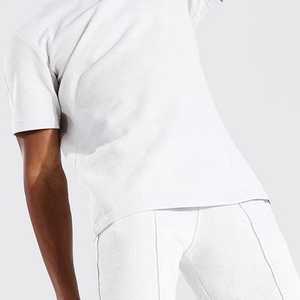 Conjunto de Camiseta Blanca de Cuello Redondo y Pantalones Cortos para Hombre, Ropa de Verano Informal, Transpirable y de Punto - Product Image 4