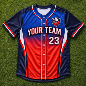 เสื้อเบสบอลทีมแบบกำหนดเองสำหรับโรงเรียน ทรงสั้น ไซส์ใหญ่ แห้งเร็ว ระบายอากาศได้ดี ผ้าโพลีเอสเตอร์ 100% พิมพ์ลายชื่อผู้เล่น - Product Image 1