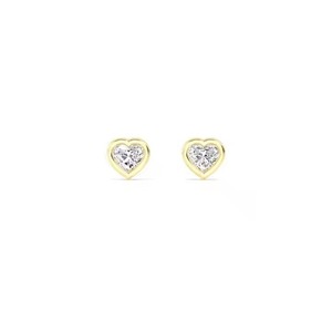 Boucles d'oreilles clous en or jaune 18 carats et moissanite, très demandées, pour un éclat délicat au quotidien, forme cœur brillante, certifiées, idéales pour un anniversaire - Product Image 2