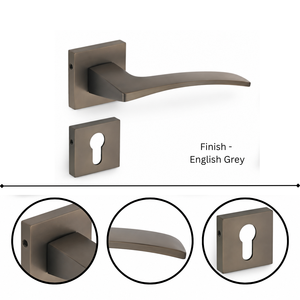 Amaze Lever On Rose <b>Handle</b> With English Grey Finish Modern Door Hardware For Interior Doors Residential And Commercial Use - Product Image 2