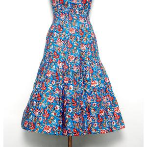 Robe maxi d'été pour femmes, faite à la main, à imprimé floral, col en V, sans manches, écologique, respirante, en coton - Product Image 2