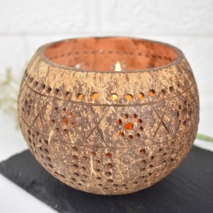Handcrafted <b>coconut</b> shell <b>candle</b> holder tea light display stands for decor party center pieces - Product Image 1