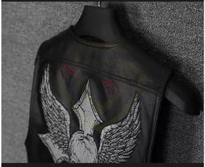 Chaleco de cuero genuino para hombre, sin mangas, a cuadros, con forro polar, cuello en V, informal, de secado rápido. - Product Image 3