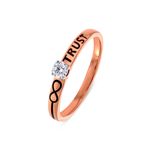 Bague Solitaire Eternal Trust, Bague Forever Trust avec Diamant de Laboratoire, Pierre Centrale Ronde, Symbole Infini, Personnalisable - Product Image 1