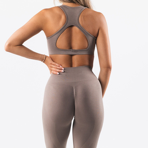 Nuevas llegadas: Sujetador deportivo de yoga para mujer con logo personalizado, de alta sujeción, sin costuras, de spandex/poliéster, de secado rápido, transpirable, soporte medio. - Product Image 5