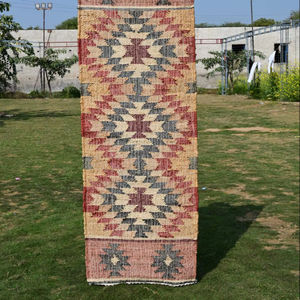 Alfombra de Escalera Hecha a Mano de Yute y Algodón, Diseño Tribal Geométrico, Alfombra de Pasillo Natural Estilo Boho, Tejido Plano Reversible y Lavable para el Hogar - Product Image 4