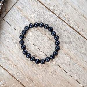 Natural Black Obsidian 8mm Round Gemstone <b>Stretch</b> <b>Bracelet</b> Crystal Beaded <b>Bracelet</b> Wholesale Supply - Product Image 1