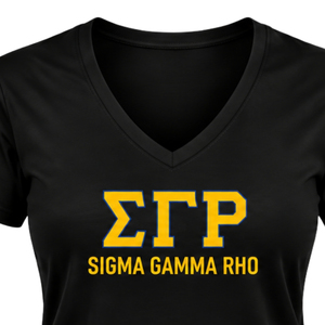 T-shirt de fitness à col en V pour femmes Sigma Gamma Rho, personnalisé, pour sororité grecque, athlétique, à manches courtes, pour entraînement et sport, vente en gros - Product Image 3