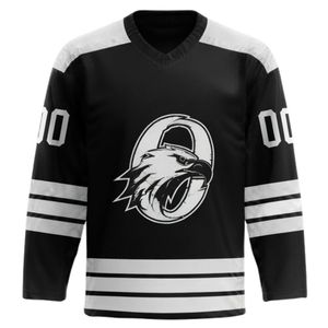 Men Black Sublimated Ice Hockey Jersey Shorts Set Polyester V Neck Printed <b>Athletic</b> Sportswear Team Match Wear Apparel - Product Image 6