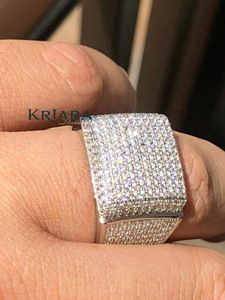 Bague pour homme en argent 925 plaqué or blanc avec diamants de laboratoire couleur D, style hip-hop, design carré, pour usage quotidien - Product Image 2
