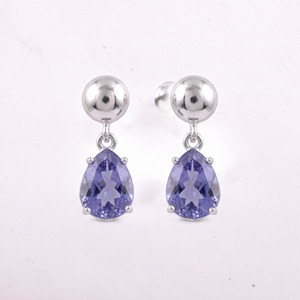 Natural Tanzanite Violet Faceted Gemstone 925 <b>Silver</b> Prong Setting Round Stud <b>Tops</b> Delicate Drop Jewelry <b>for</b> <b>Women</b> Minimalist - Product Image 1