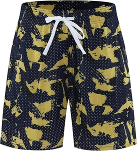Shorts en maille pour hommes de qualité supérieure, imprimés sur toute la surface, shorts de sport, tissu respirant à séchage rapide, taille avec cordon de serrage, personnalisation de la marque - Product Image 1