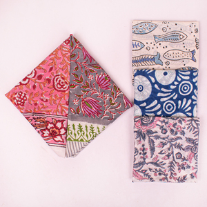 Unique Summer Collection Craftjaipur Eco-Friendly Cotton Hand Block Printed Floral Pattern Breathable Airflow <b>Tie</b> <b>Back</b> Bandana - Product Image 5