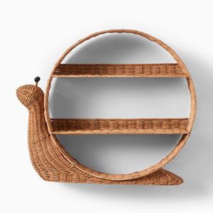 Étagère murale mignonne en rotin pour enfants, étagère à livres en forme de coquille Saint-Jacques - Product Image 3