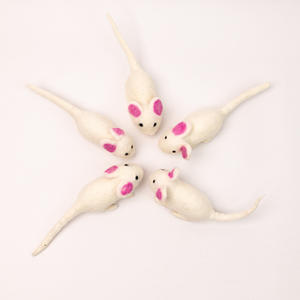 Wool Felt Child <b>Mouse</b> <b>Ornament</b> White Cat Teaser Toy Interactive Eco Friendly Pet Toy Handmade Wholesale Bulk - Product Image 4