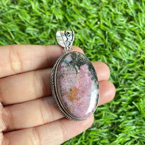Colgante de Plata de Ley 925, colgante Vintage, hermosa joyería de rodonita, colgante de piedras preciosas, joyería hecha a mano, regalo de compromiso - Product Image 3
