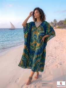 Custom Printed Women Beach <b>Kaftan</b> Dress Loose Fit <b>Summer</b> Cover Up Silk Cotton Rayon Polyester Bulk Manufacturing Service - Product Image 3
