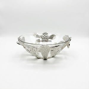 Creative Cactus Metal & Glass Salad Bowl High-<b>End</b> Decorative Tableware Hotel & Restaurant Premium Gifting Glassware with Metal - Product Image 3