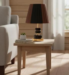 Modern <b>Table</b> <b>Lamp</b> With Black Pleated Shade And Metal <b>Base</b> For Living Room Decor - Product Image 3