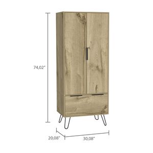 Armadio in legno di quercia chiara con 2 porte e 1 cassetto eleganti mobili per la casa - Product Image 5